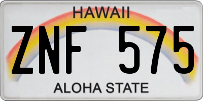 HI license plate ZNF575