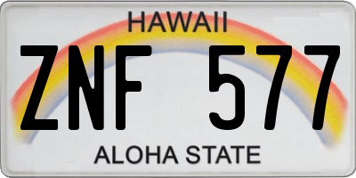 HI license plate ZNF577