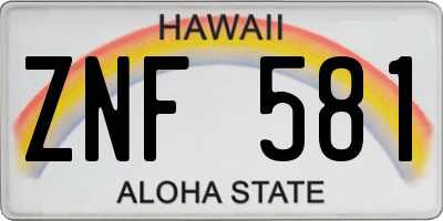 HI license plate ZNF581