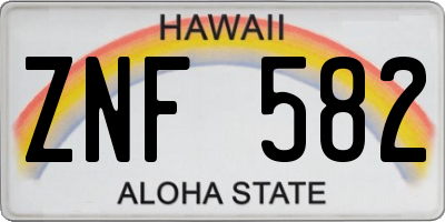 HI license plate ZNF582