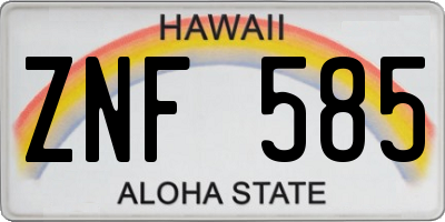 HI license plate ZNF585