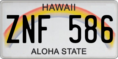 HI license plate ZNF586