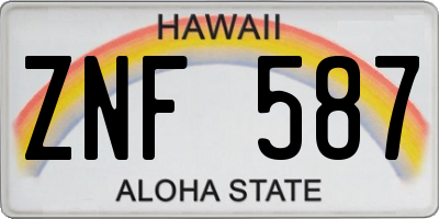 HI license plate ZNF587