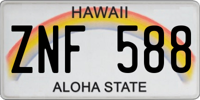HI license plate ZNF588