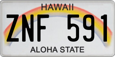 HI license plate ZNF591
