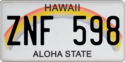 HI license plate ZNF598