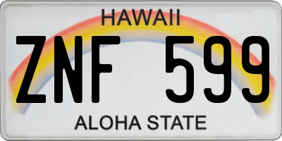 HI license plate ZNF599