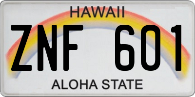 HI license plate ZNF601