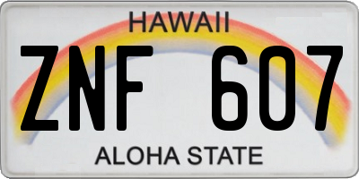 HI license plate ZNF607