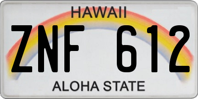 HI license plate ZNF612