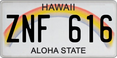 HI license plate ZNF616