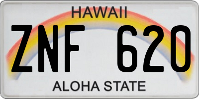 HI license plate ZNF620