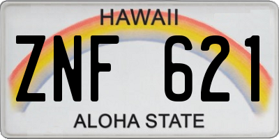 HI license plate ZNF621