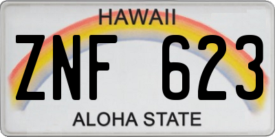 HI license plate ZNF623