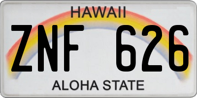 HI license plate ZNF626