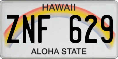 HI license plate ZNF629
