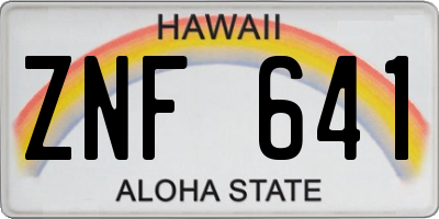 HI license plate ZNF641
