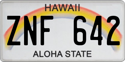 HI license plate ZNF642