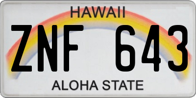 HI license plate ZNF643