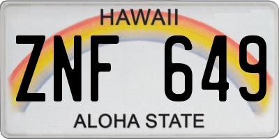 HI license plate ZNF649
