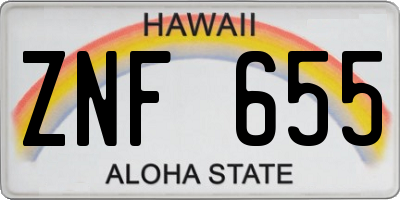 HI license plate ZNF655