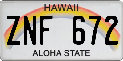 HI license plate ZNF672