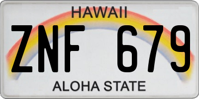 HI license plate ZNF679