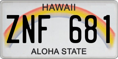 HI license plate ZNF681