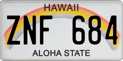 HI license plate ZNF684