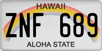 HI license plate ZNF689