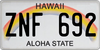 HI license plate ZNF692