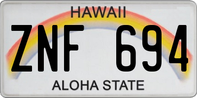 HI license plate ZNF694