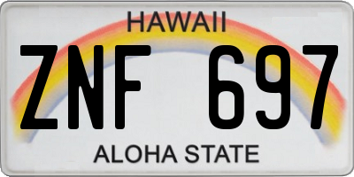 HI license plate ZNF697