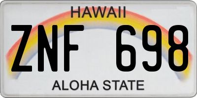HI license plate ZNF698