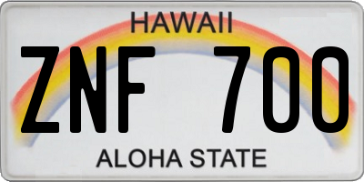 HI license plate ZNF700