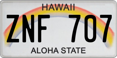 HI license plate ZNF707