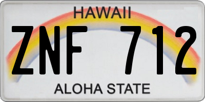 HI license plate ZNF712
