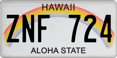 HI license plate ZNF724