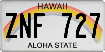 HI license plate ZNF727
