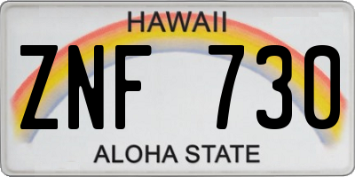 HI license plate ZNF730