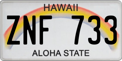 HI license plate ZNF733