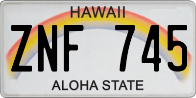 HI license plate ZNF745