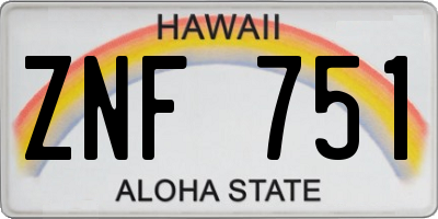 HI license plate ZNF751