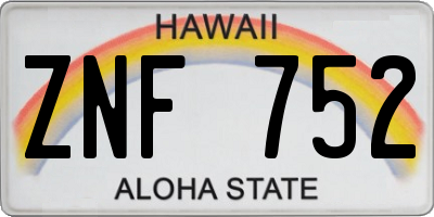 HI license plate ZNF752