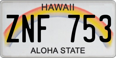 HI license plate ZNF753