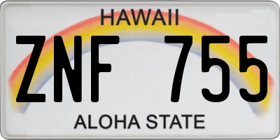 HI license plate ZNF755