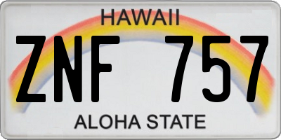 HI license plate ZNF757