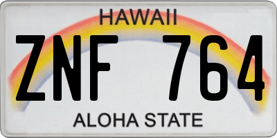 HI license plate ZNF764