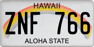 HI license plate ZNF766