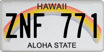 HI license plate ZNF771